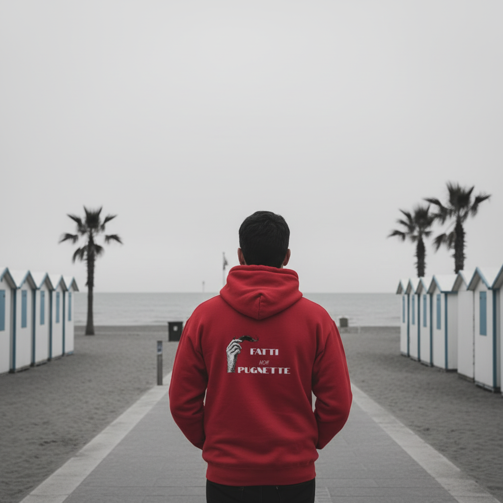 felpa di spalle indossato 