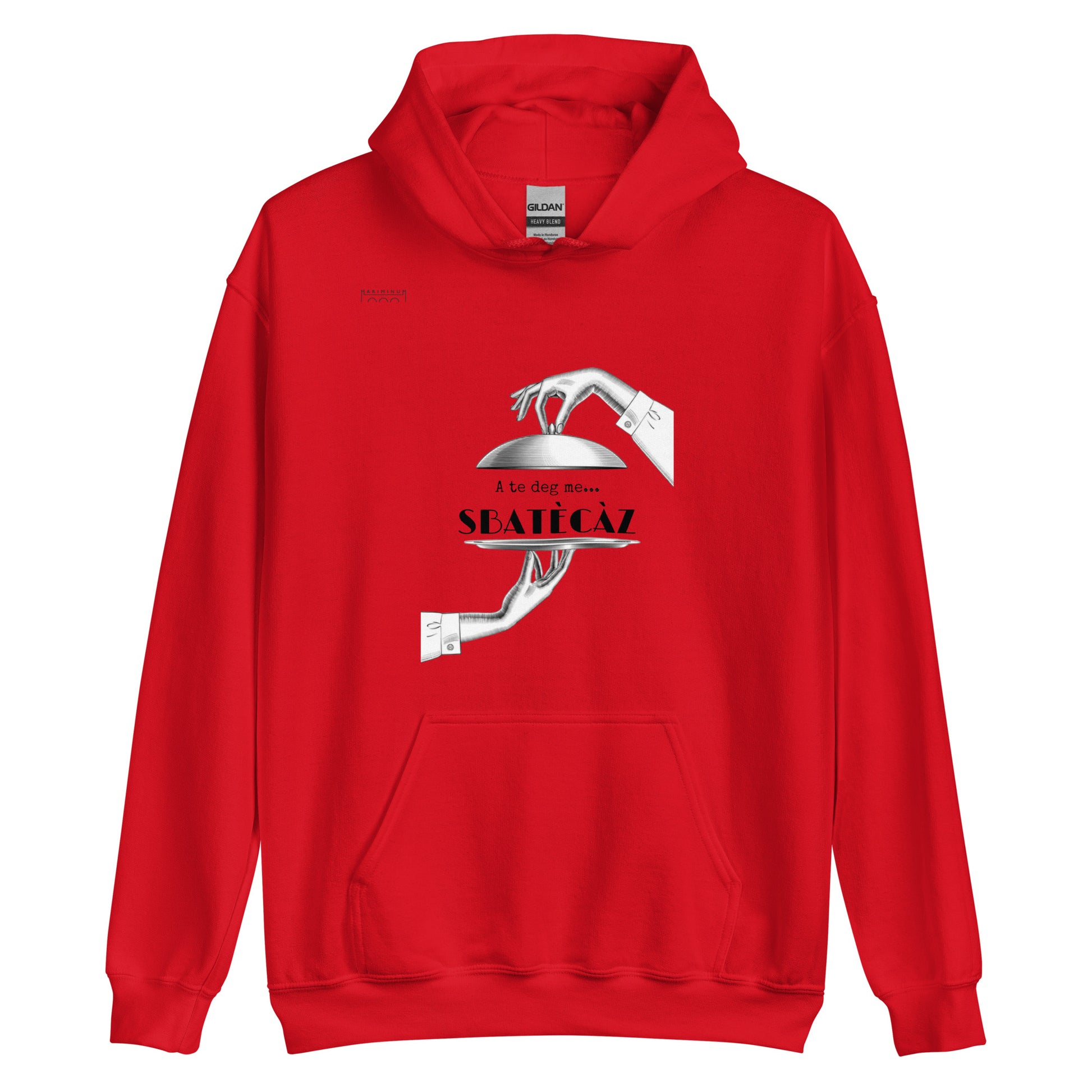 Felpa con cappuccio vista frontale SBATECAZ mariminum rossa