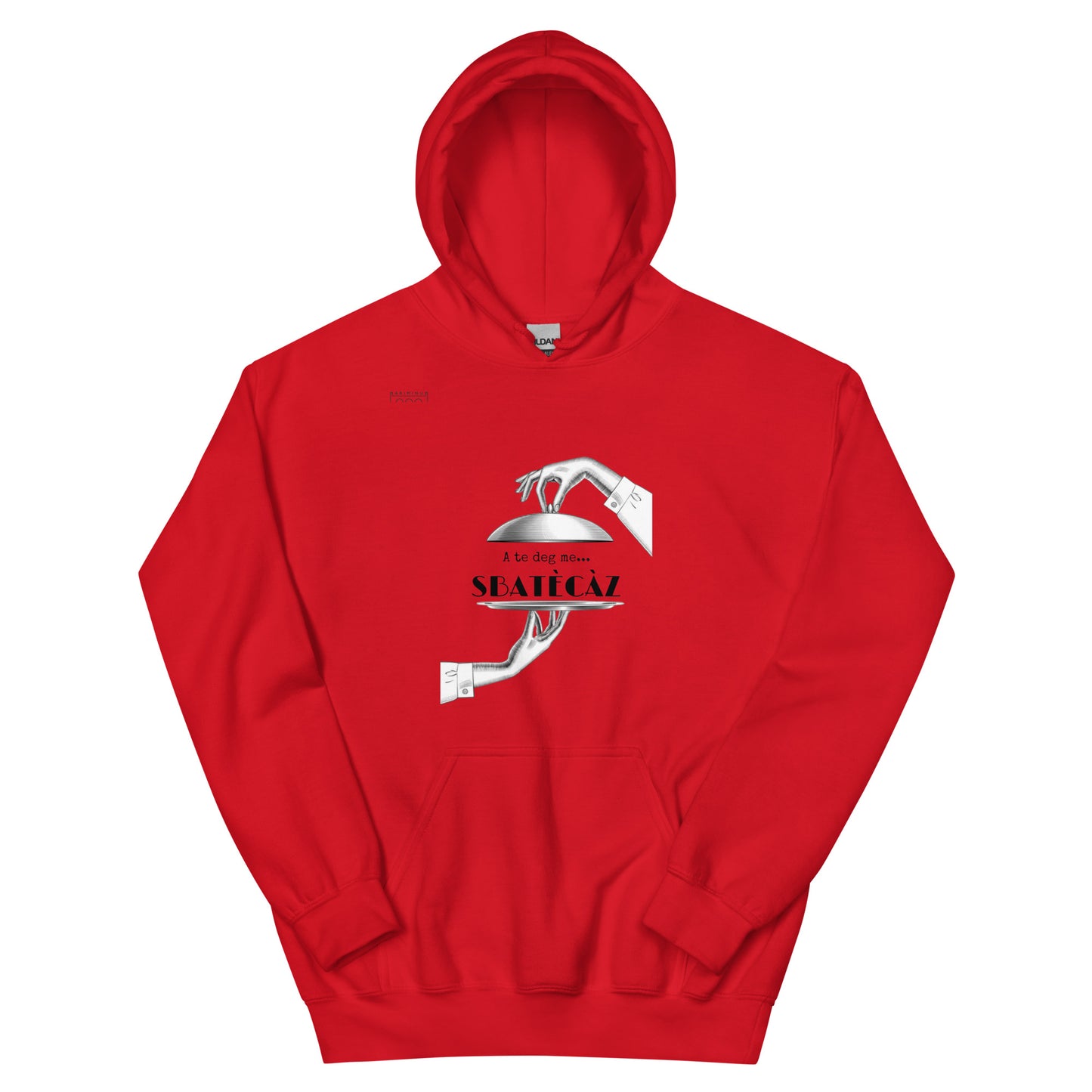 Felpa con cappuccio vista frontale SBATECAZ mariminum rossa