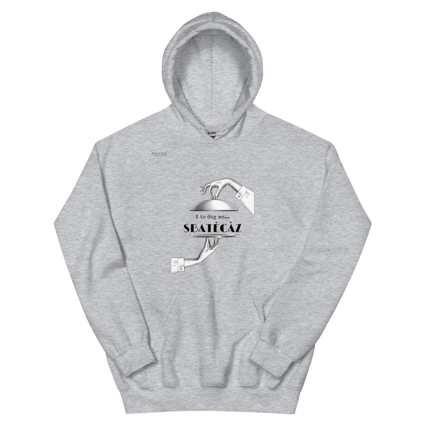 Felpa con cappuccio vista frontale SBATECAZ mariminum grigio sportivo