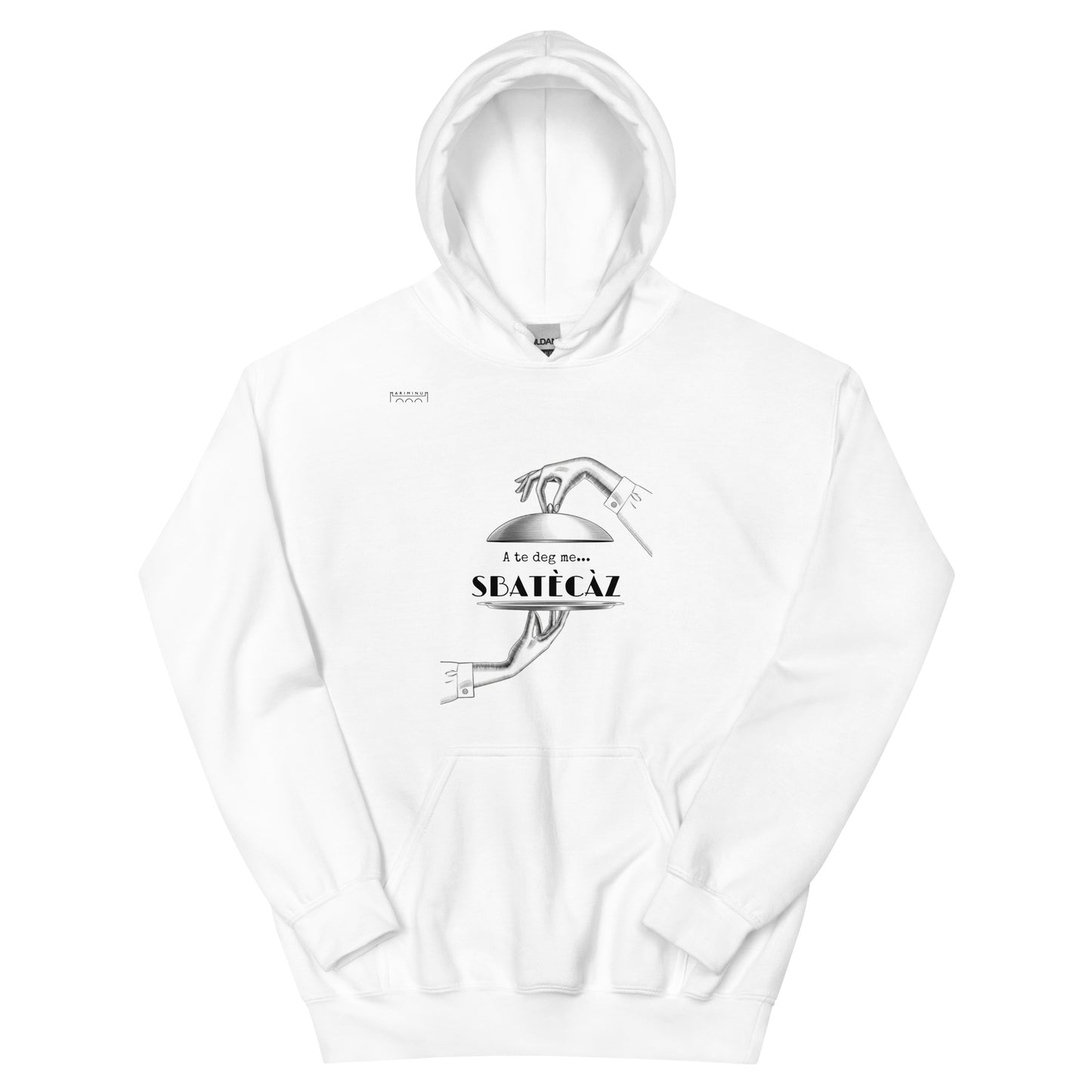 Felpa con cappuccio vista frontale SBATECAZ mariminum bianca