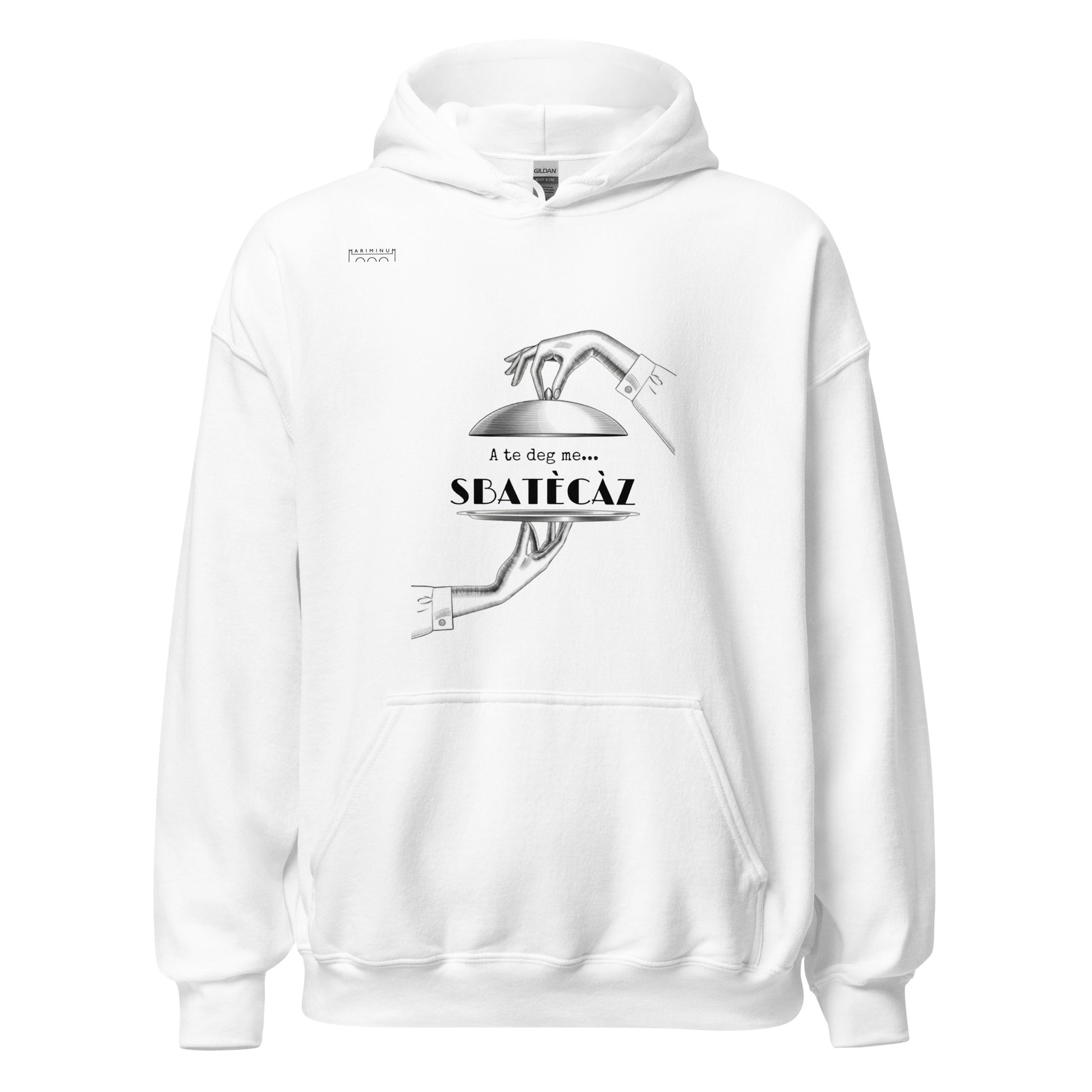 Felpa con cappuccio vista frontale SBATECAZ mariminum bianca